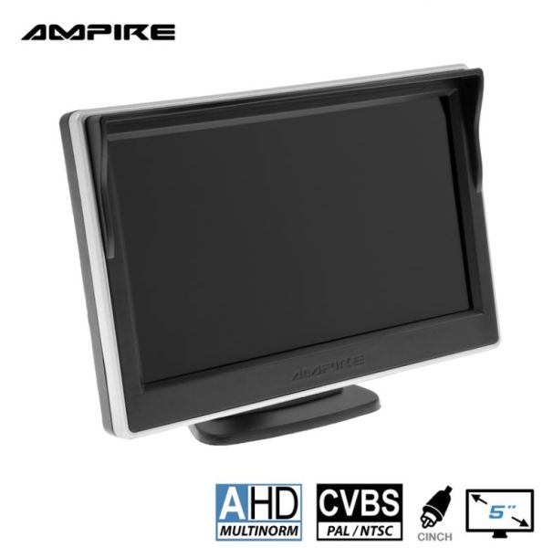 Ampire RVA051 - Ampire TFT-Monitor 12.7cm (5''), 2 Videoeingänge (AHD/CVBS) Klebe/Saugnapfhalter