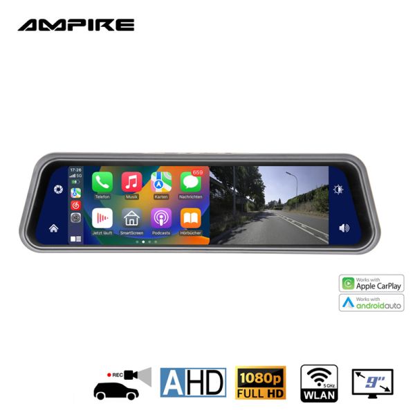 Ampire CPS091 - Smartphone-Spiegelmonitor 22.9cm (9") mit AHD Dashcam & RFK-Eingang