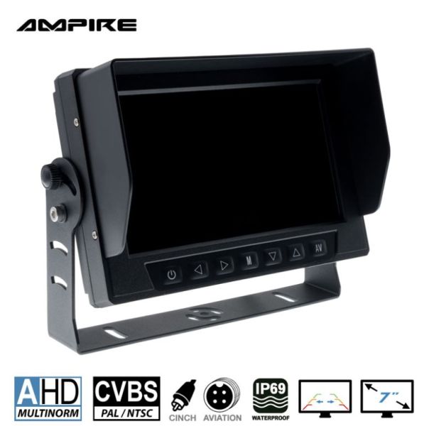 Ampire RVA072 - Ampire TFT monitor 17.8cm (7''), 2 video inputs (AHD/CVBS), waterproof IP69