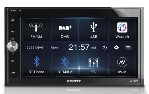 XZENT X-107 - 2-Din Infotainer with DAB and Weblink Cast