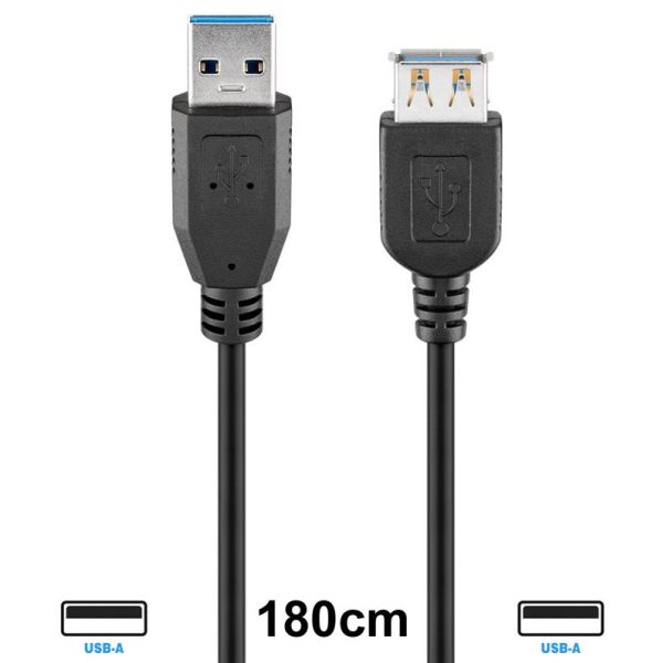 Ampire W93998 - Ampire USB-A 3.0 Verlängerungskabel 180cm